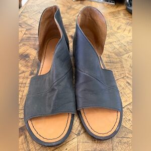 Free People Mont Blanc Black Leather Open-Toe Sandals